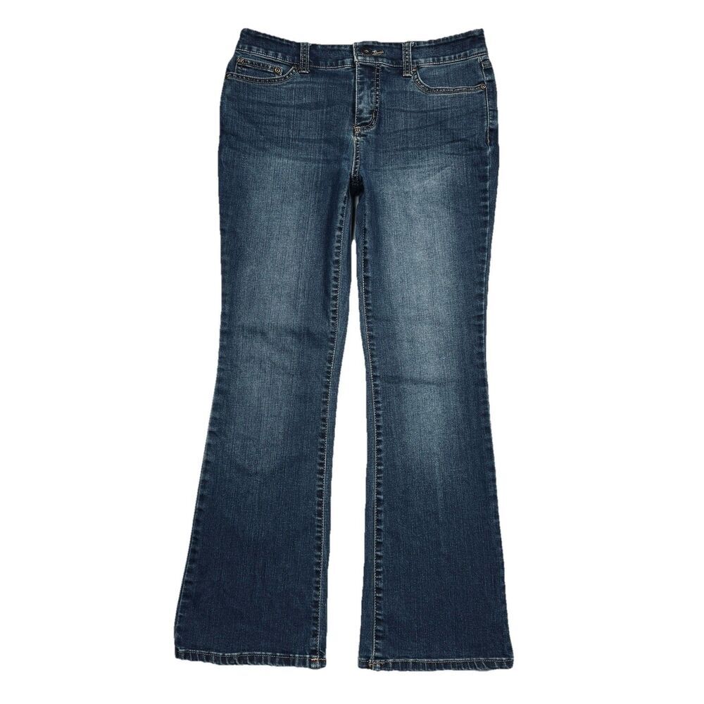 St Johns Bay Bootcut Leg Jeans Petite 8P (30x28) Blue Denim Stretch Women Casual